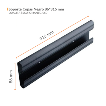 Soporte QUALITA Copas Negro 86_315 mm_QMANEG-050_Medidas