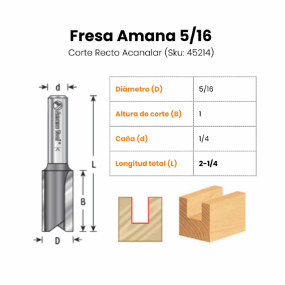 Fresa Amana Corte Recto 3/8 o 5/16 Acanalar - Imagen 3