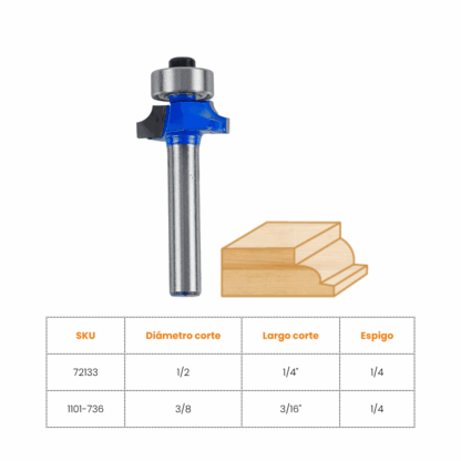 Fresa Mp Tools Bocel Curvo Espigo de 1/4 - Imagen 2