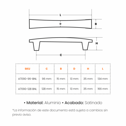 Manija Qualita A7090 Semi Curva Satinada - Imagen 2