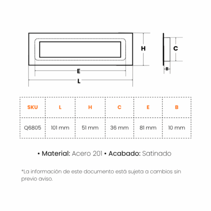 Manija Cazuela Qualita Q6805 Rectangular - Imagen 2