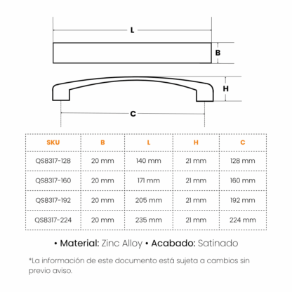Manija Qualita QS8317 Semi Curva Satinada - Imagen 2