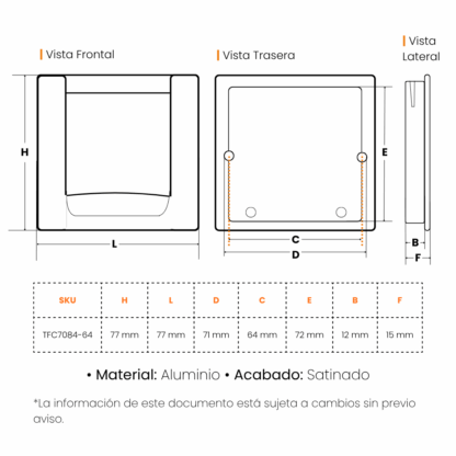 Manija Cazuela TFC Cuadrada Satinado - Imagen 3