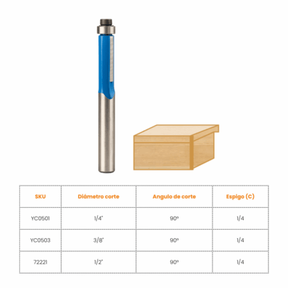 Fresa MP Tools para Rebordear 1 Filo Espigo de 1/4 - Imagen 2